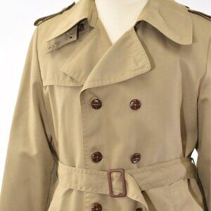 Sears vintage retro double breasted feaux fur lined trench coat Small 40